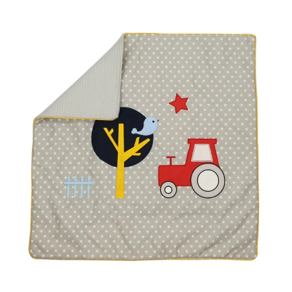 BABY LAL® Decke Mit Waffelpiqué “TRAKTOR & Co.” In Grau – (L) 70 X (B) 70cm 1