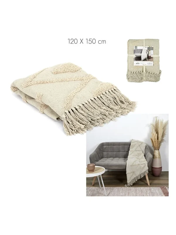 Ethnical Life Plaid In Taupe – (L)150 X (B)120 Cm 1