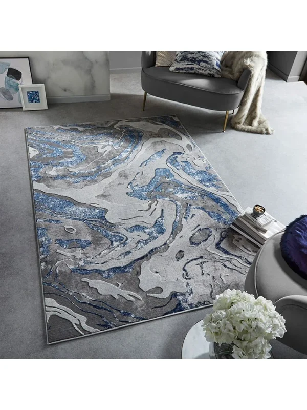 Flair Rugs Teppich In Dunkelblau/ Grau 6