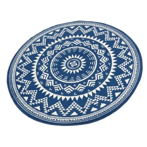 Hanse Home Kurzflor Teppich Valencia Blau Creme Rund 10