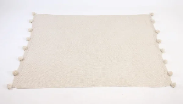 HomeLiving Kuscheldecke “Pompon” 1300×1600 In Beige 4