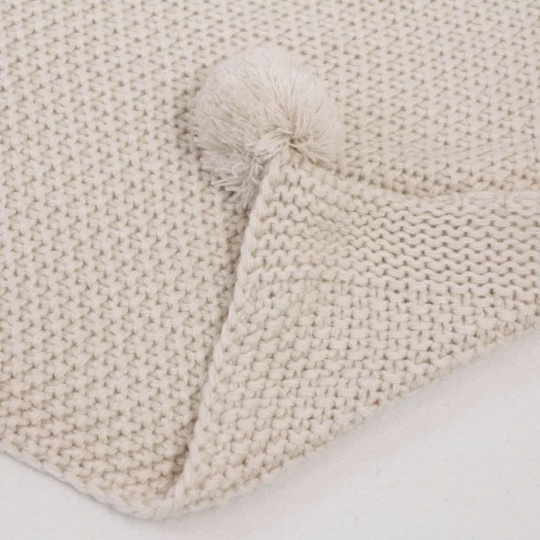 HomeLiving Kuscheldecke “Pompon” 1300×1600 In Beige 5