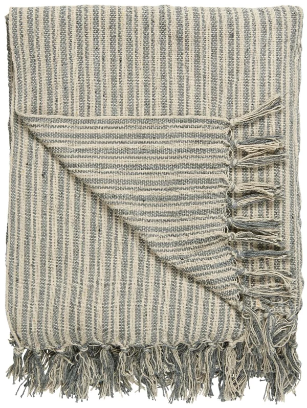 Ib Laursen Plaid Staubig Blau Creme STREIFEN 130×160 1