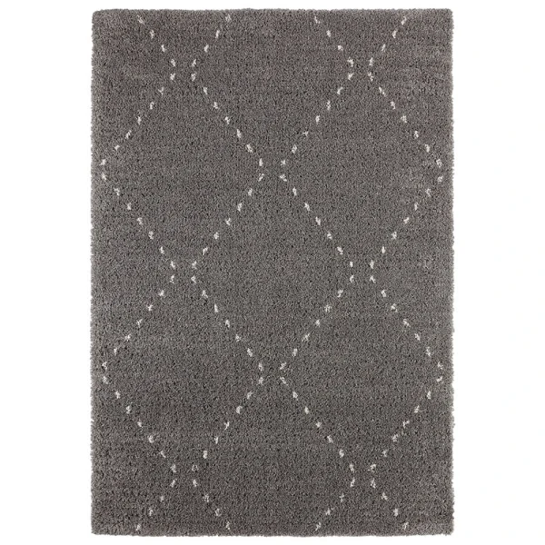 Mint Rugs Hochflor Teppich Basay Dunkelgrau/creme 1