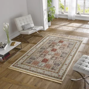 Mint Rugs Viskose Teppich Fransen Precious Creme Rot 7