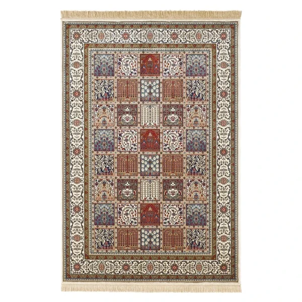 Mint Rugs Viskose Teppich Fransen Precious Creme Rot 1