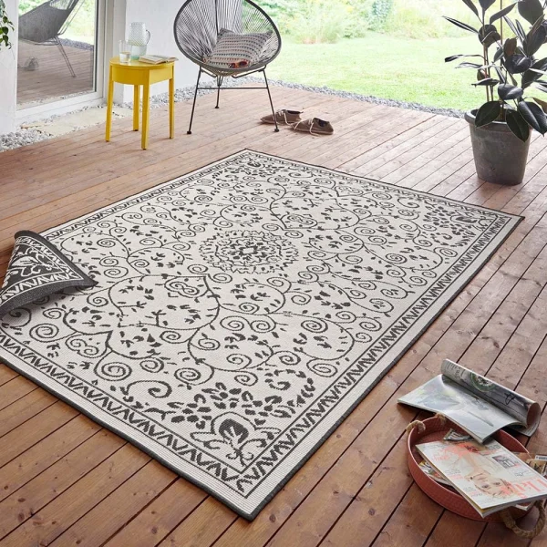 Northrugs In- & Outdoor Wendeteppich Leyte Schwarz Creme 3