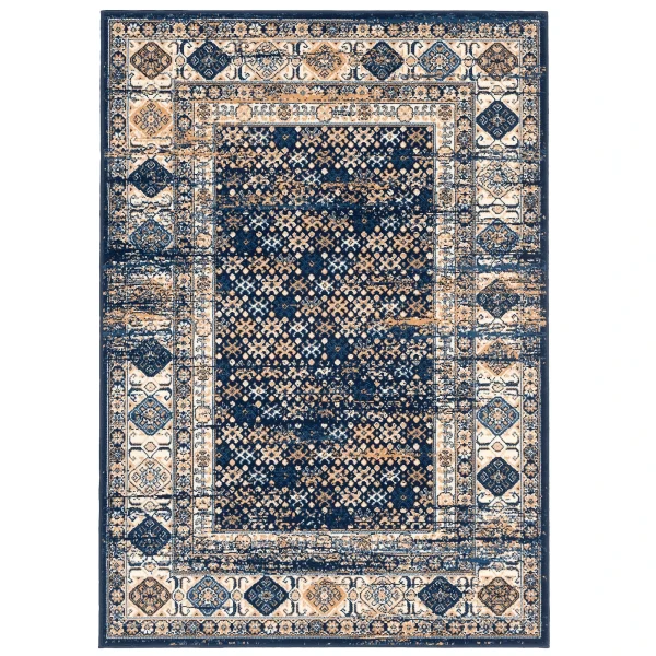 Pergamon Designer Teppich Pop-Vintage Orient Bordüre In Blau 1