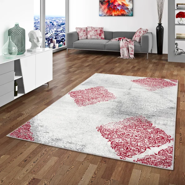 Pergamon Designer Teppich Samba Modern Karo In Rot 6