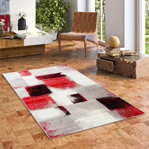 Pergamon Designer Teppich Tango Karo Rot Grau Verlauf In Rot 15