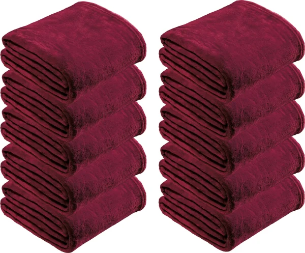 REDBEST Fleece Wohndecke 10er-Pack In Bordeaux 1