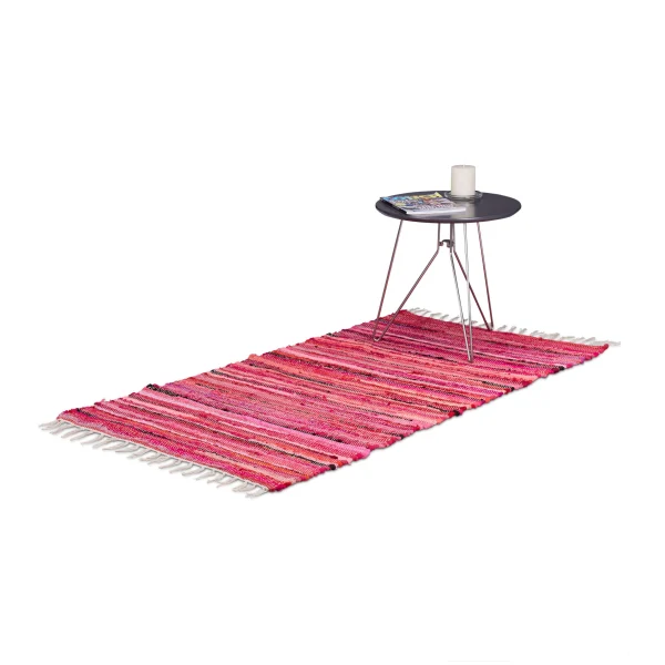 Relaxdays Flickenteppich Fransen In Rot – (B)70 X (T)140 Cm 7