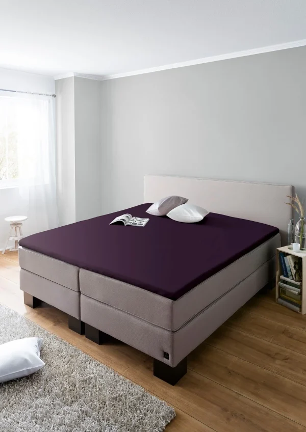 Schiesser Topper-Spannbettlaken In Aubergine 1