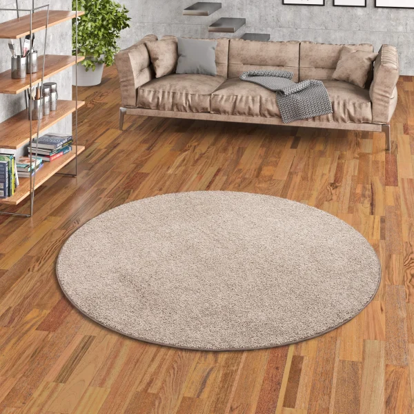 Snapstyle Hochflor Velours Teppich Mona Rund In Taupe 5