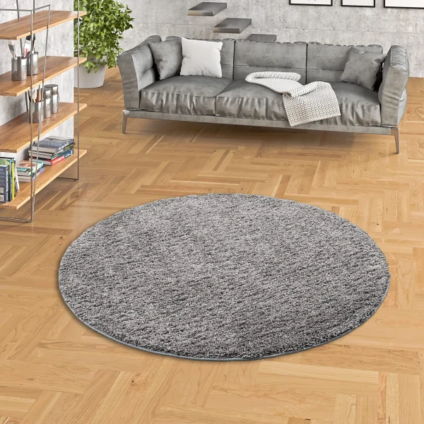 Snapstyle Luxus Hochflor Langflor Teppich Milano Rund In Grijs 6