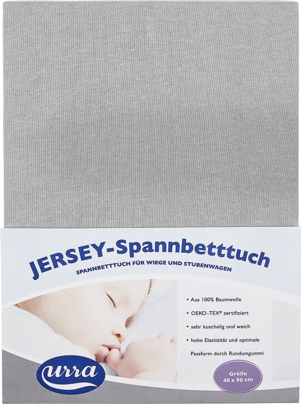 Urra Jersey Spannlaken, Weiß/grau, 40 X 90 Cm, 2er Pack 1