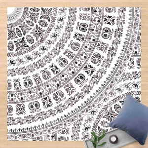 WallArt Vinyl-Teppich – Großes Boho Mandala In Braunschwarz In Braun 13