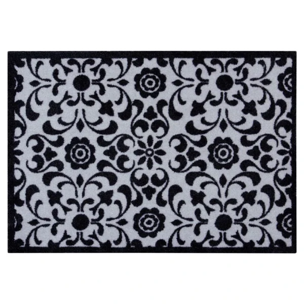 Zala Living Kurzflor Fußmatte Ornament Grau Creme 50×70 Cm 1