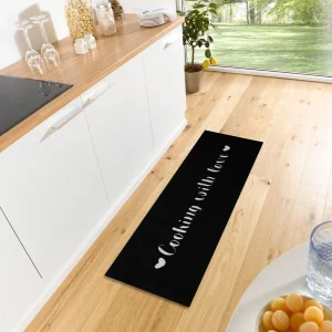 Zala Living Kurzflor Küchenläufer Cooking With Love Schwarz 50×150 Cm 9